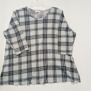 Bobbie Brooks Plus Size 3X Gray & Black Very Soft Boho Modern Buisness Shirt.